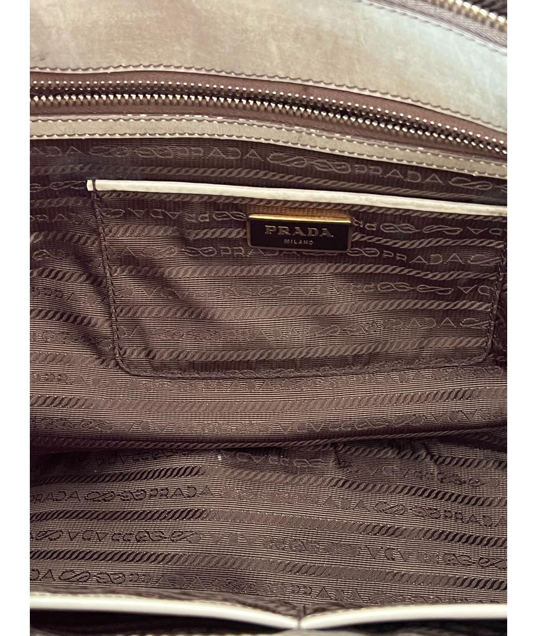 PRADA Бежевая кожаная сумка с короткими ручками, фото 6