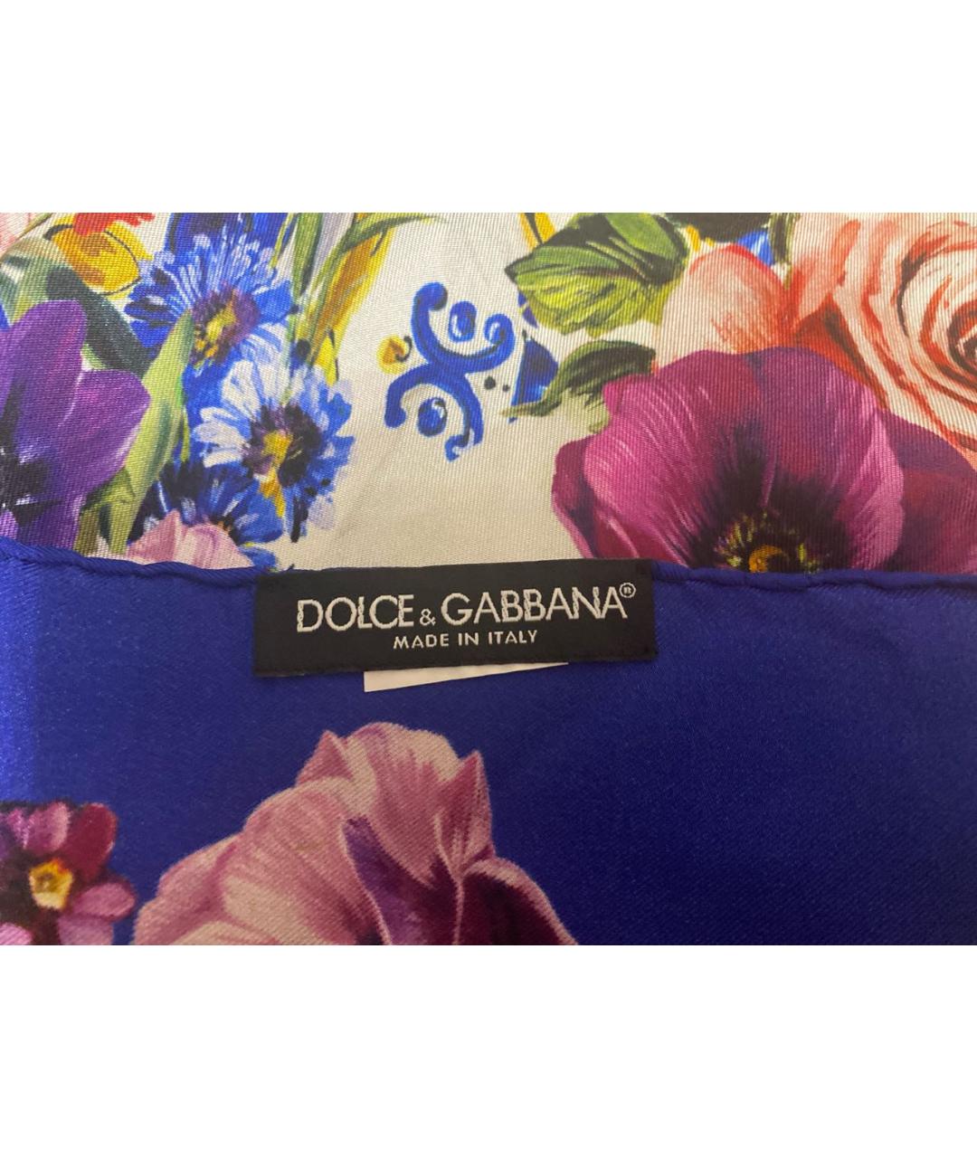 DOLCE&GABBANA Синий шелковый платок, фото 3