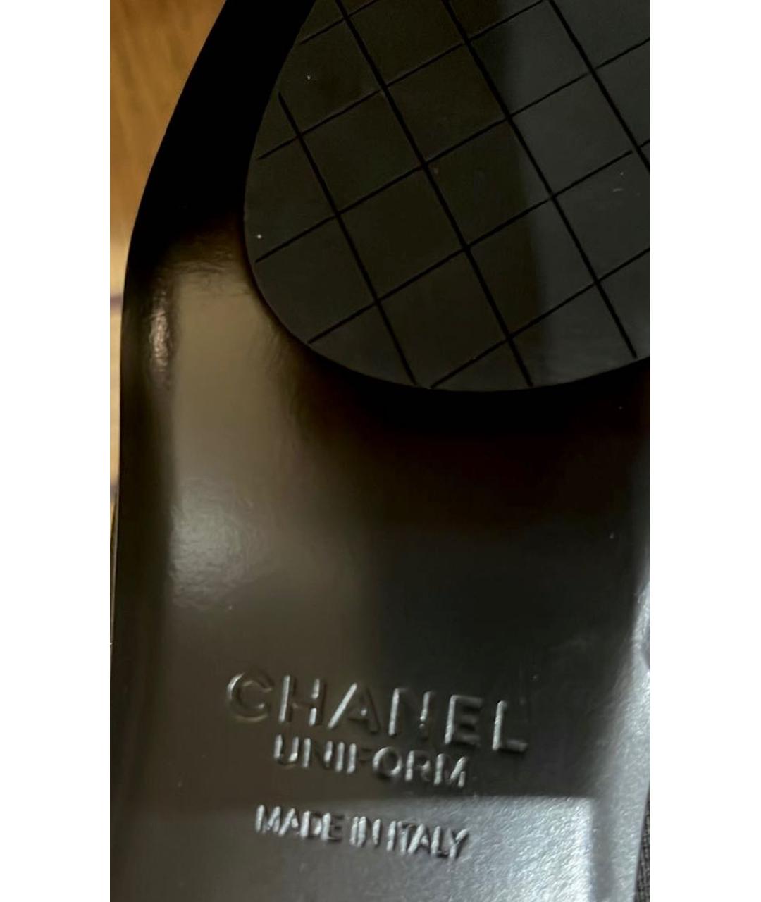 CHANEL PRE-OWNED Черные кожаные брогги и оксфорды, фото 5
