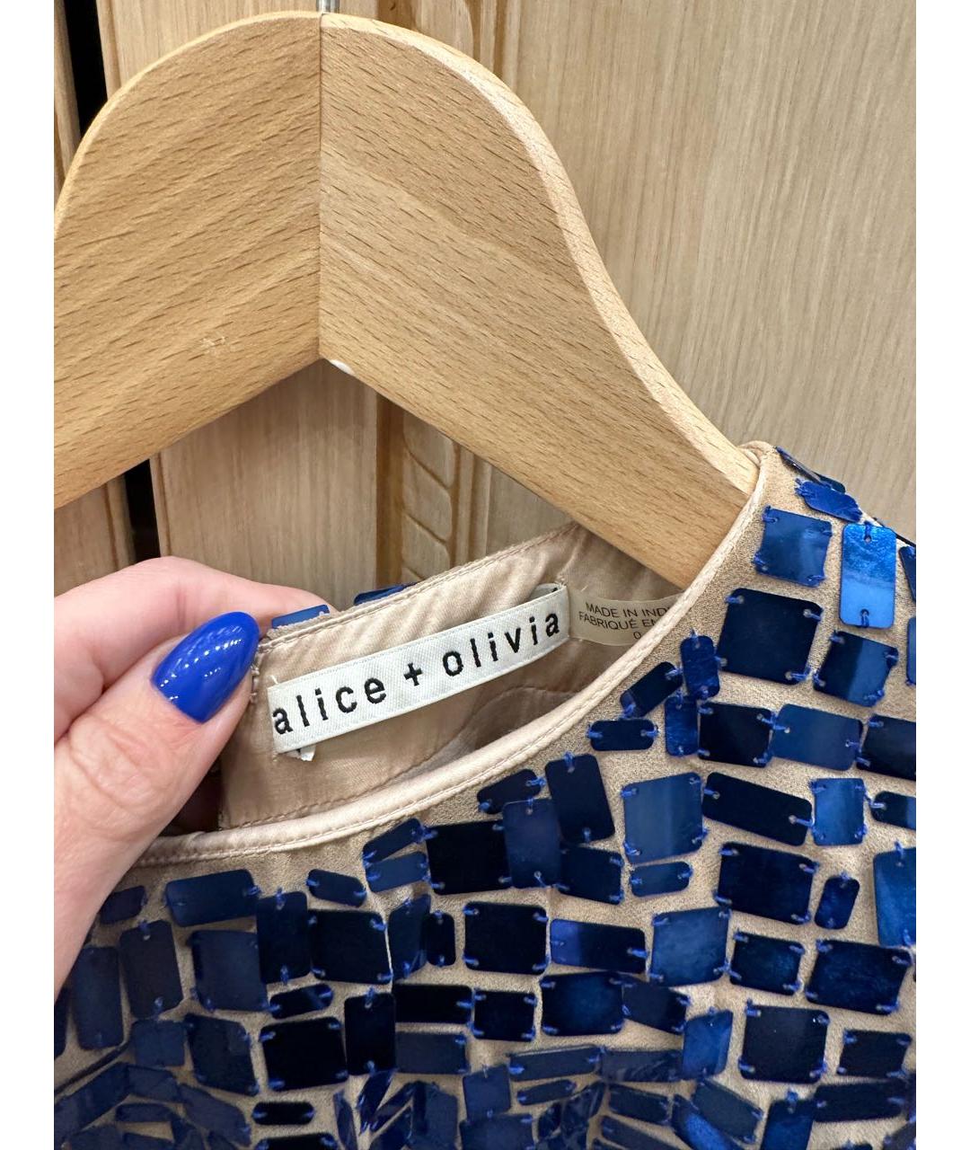 ALICE+OLIVIA Синее полиэстеровое коктейльное платье, фото 3