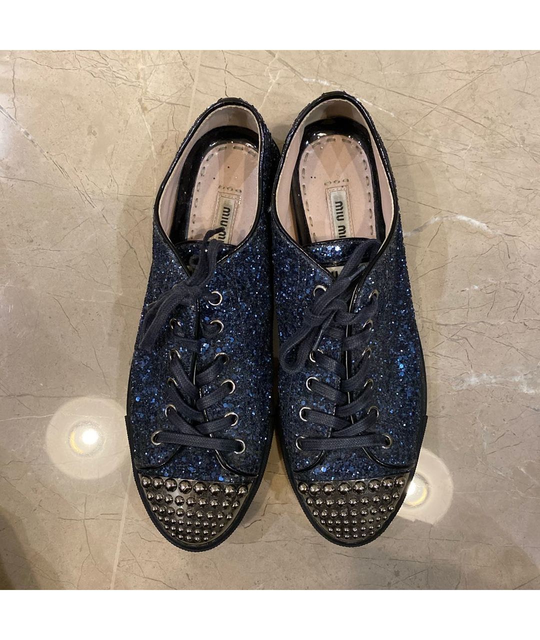 MIU MIU Темно-синие кроссовки, фото 2