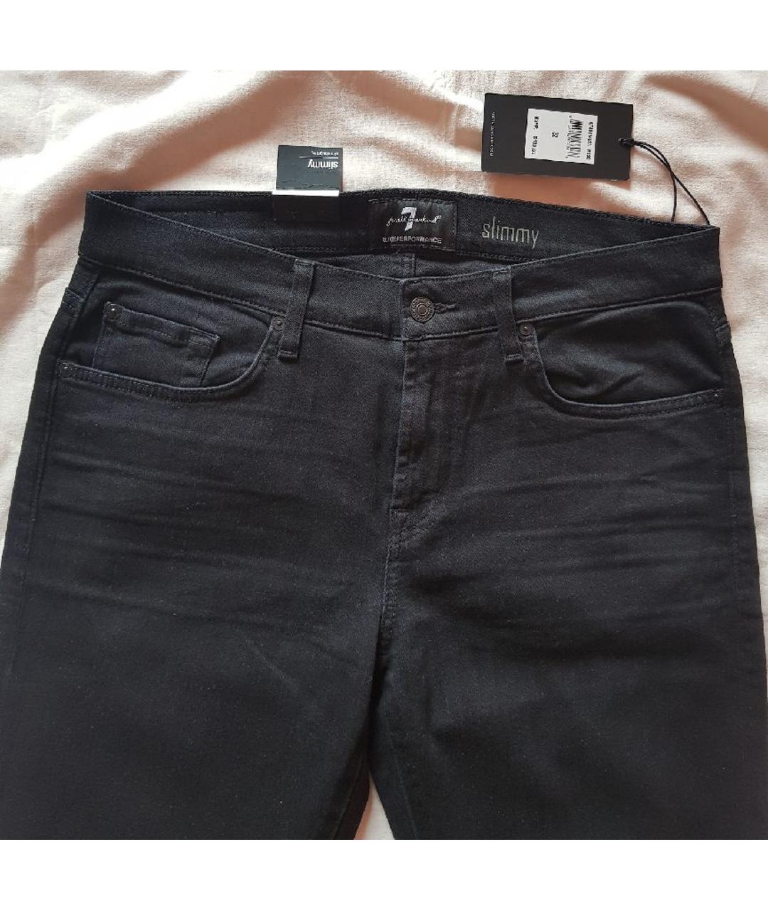 7 FOR ALL MANKIND Черные хлопко-полиэстеровые прямые джинсы, фото 3