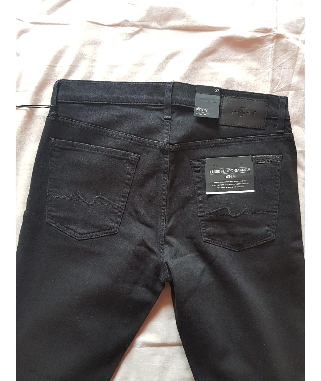 7 FOR ALL MANKIND Черные хлопко-полиэстеровые прямые джинсы, фото 6