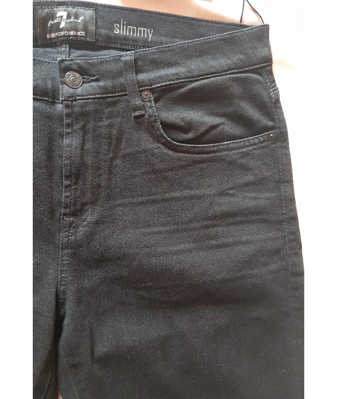 7 FOR ALL MANKIND Черные хлопко-полиэстеровые прямые джинсы, фото 4