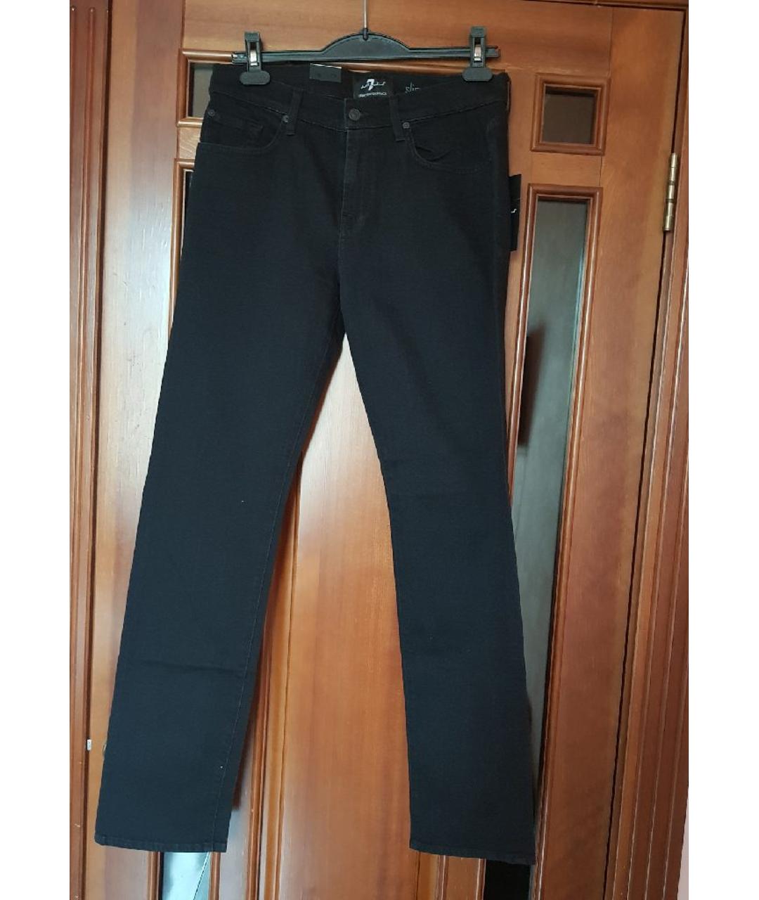 7 FOR ALL MANKIND Черные хлопко-полиэстеровые прямые джинсы, фото 8