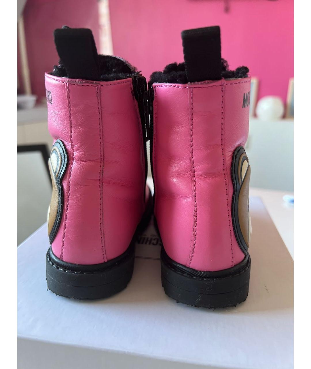 MOSCHINO Розовые кожаные ботинки, фото 4