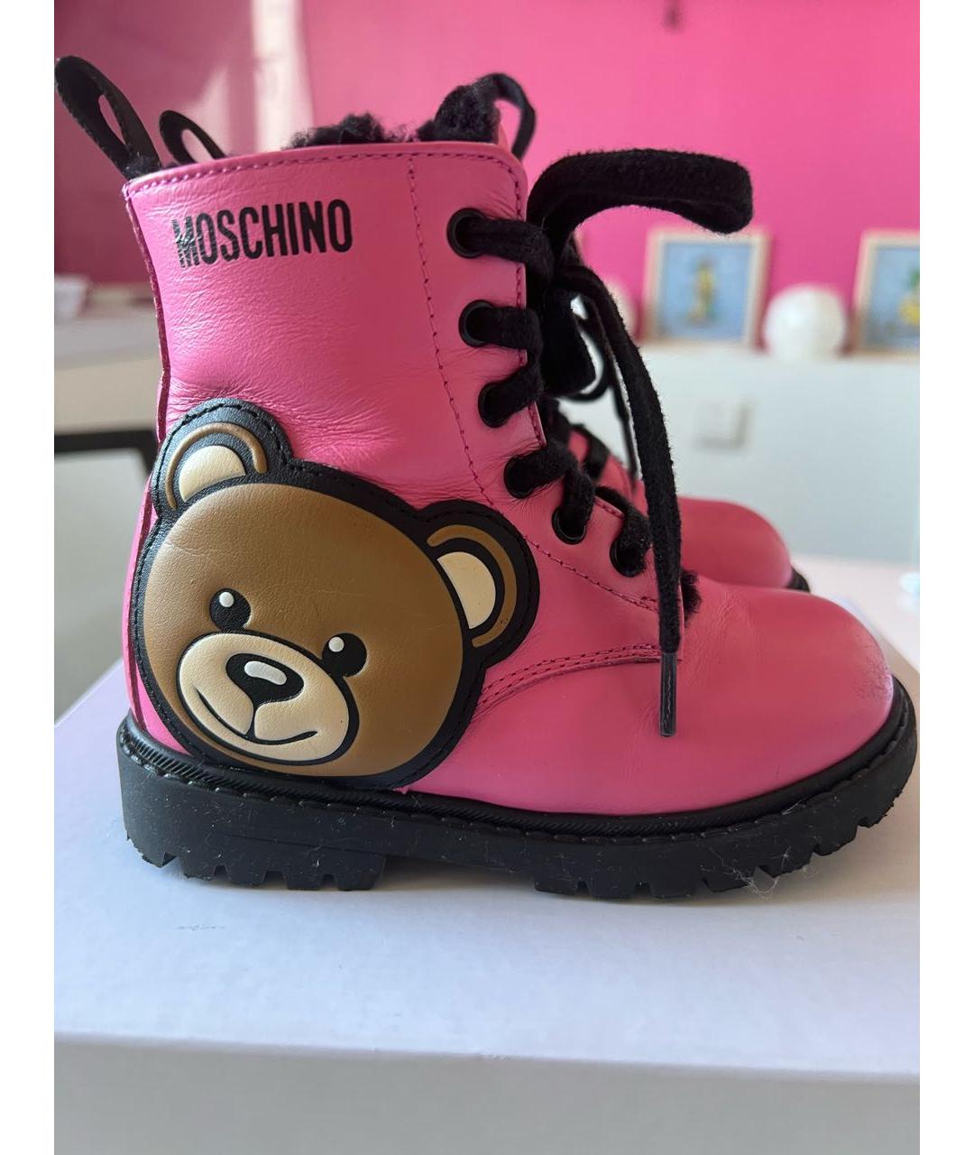 MOSCHINO Розовые кожаные ботинки, фото 5