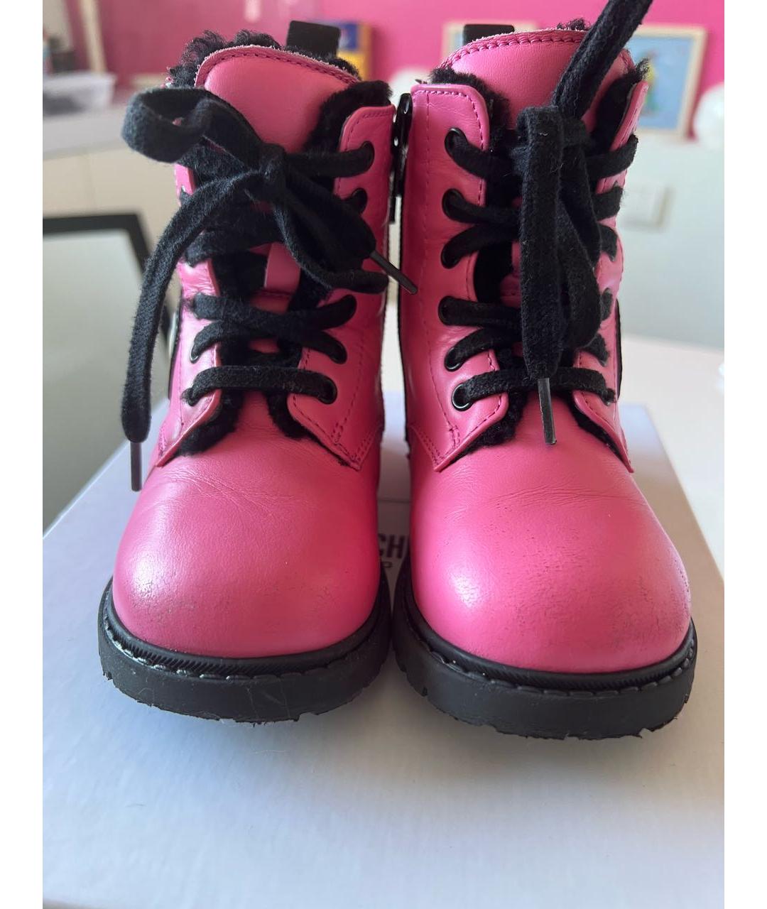 MOSCHINO Розовые кожаные ботинки, фото 2