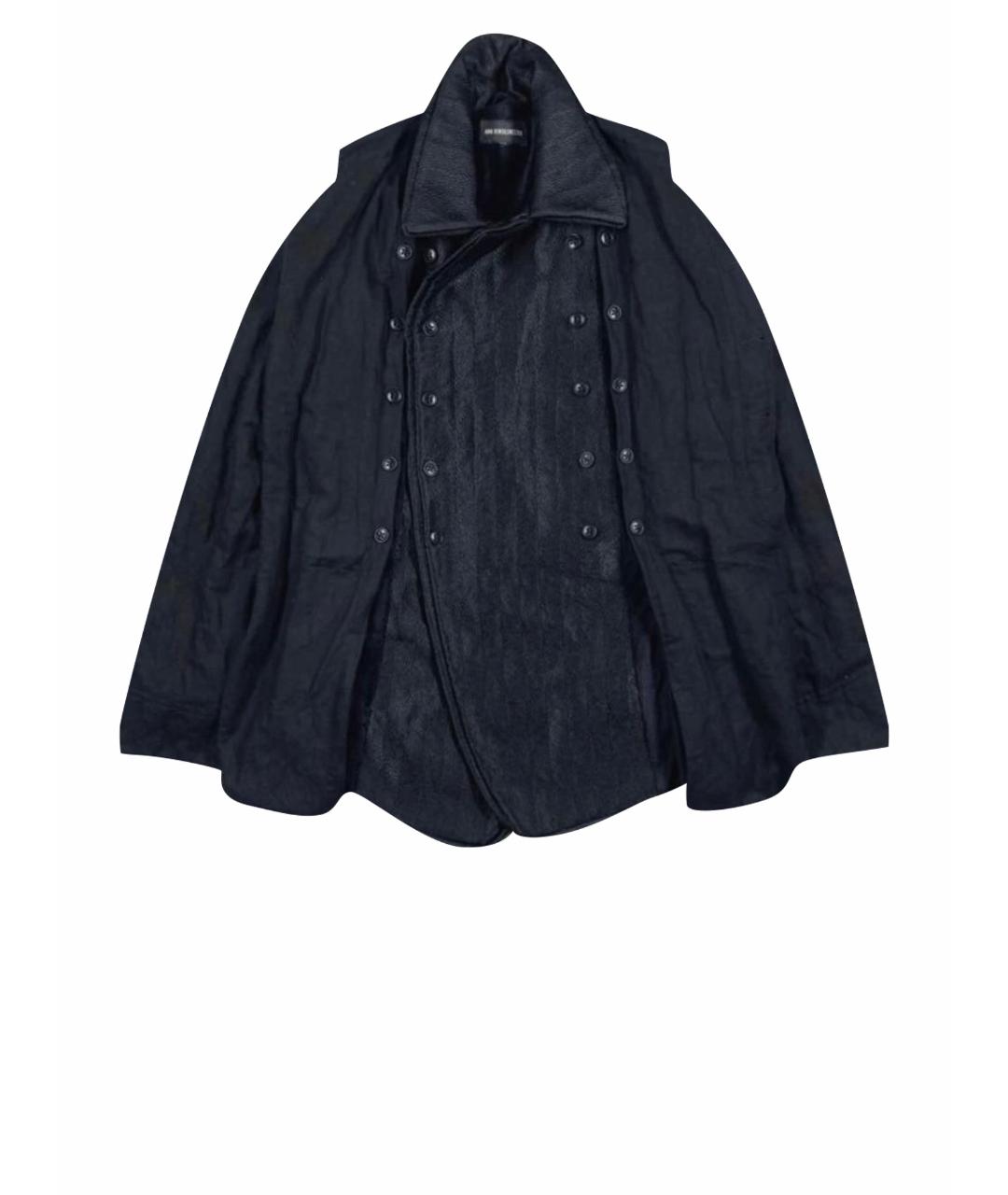 ANN DEMEULEMEESTER Черное полиамидовое пальто, фото 1