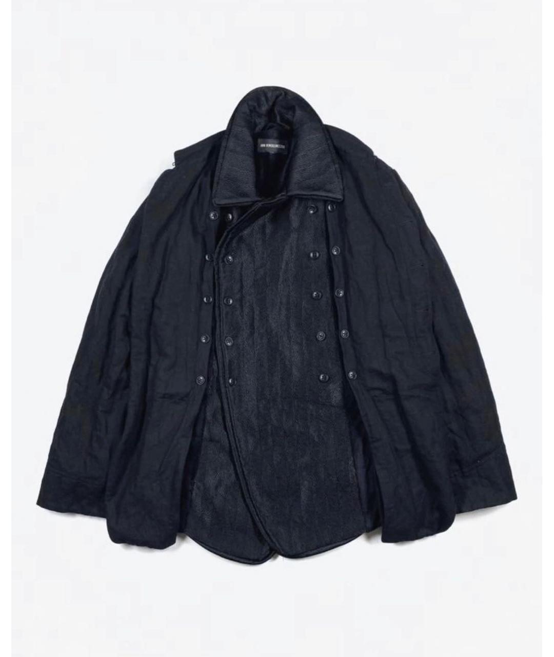 ANN DEMEULEMEESTER Черное полиамидовое пальто, фото 9