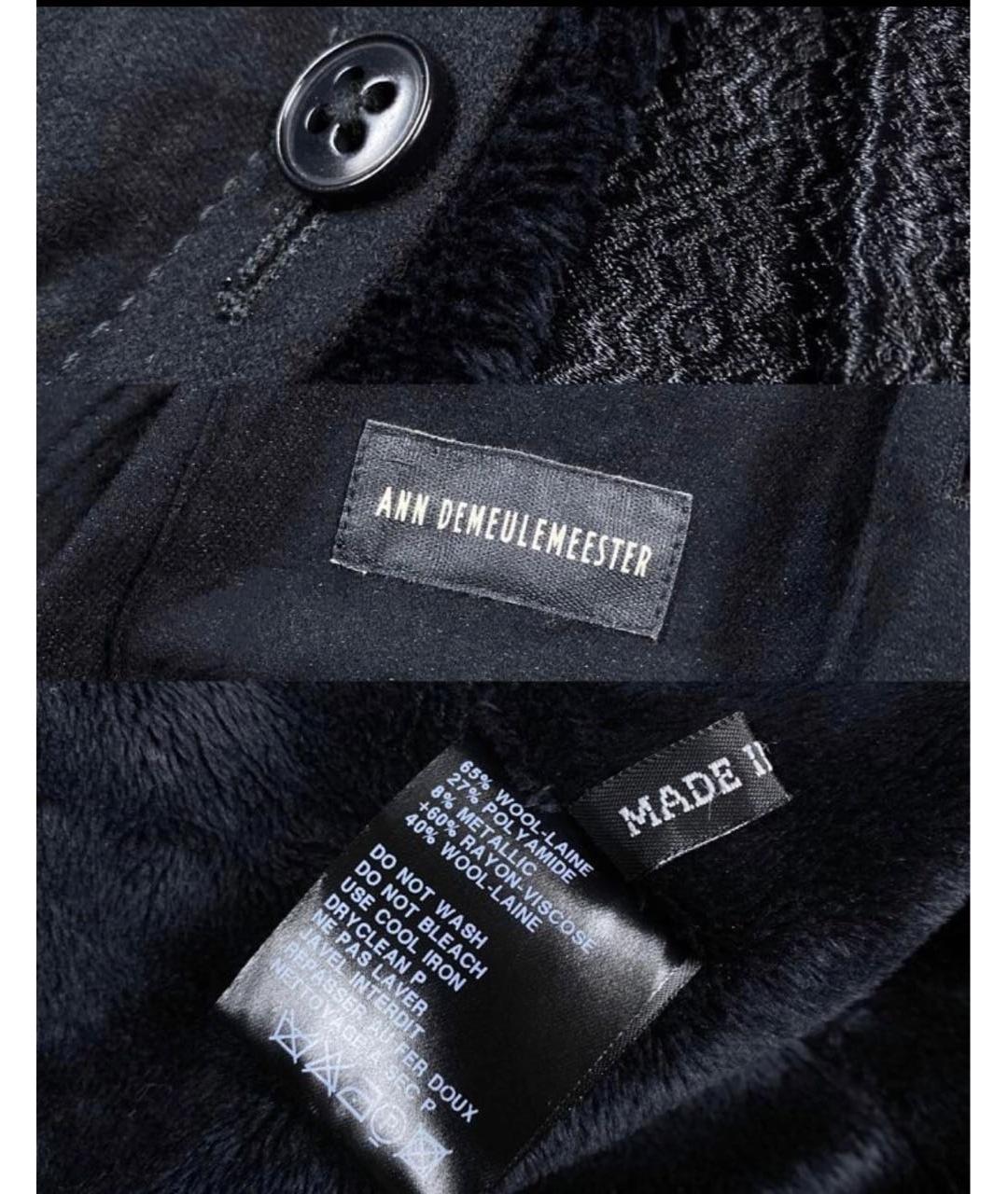ANN DEMEULEMEESTER Черное полиамидовое пальто, фото 4