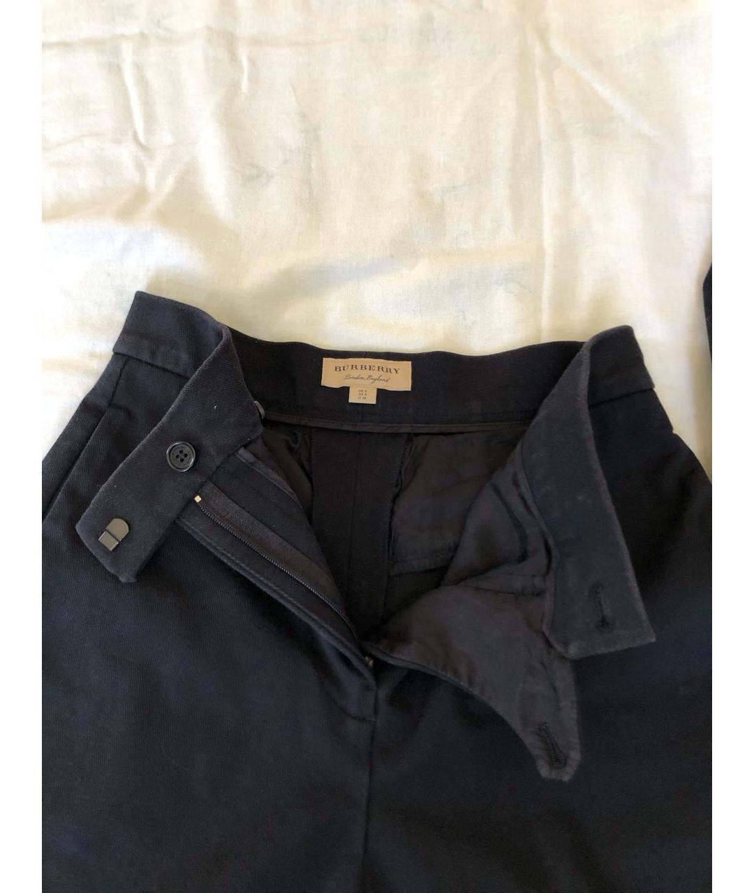 BURBERRY Черные хлопко-эластановые прямые брюки, фото 3