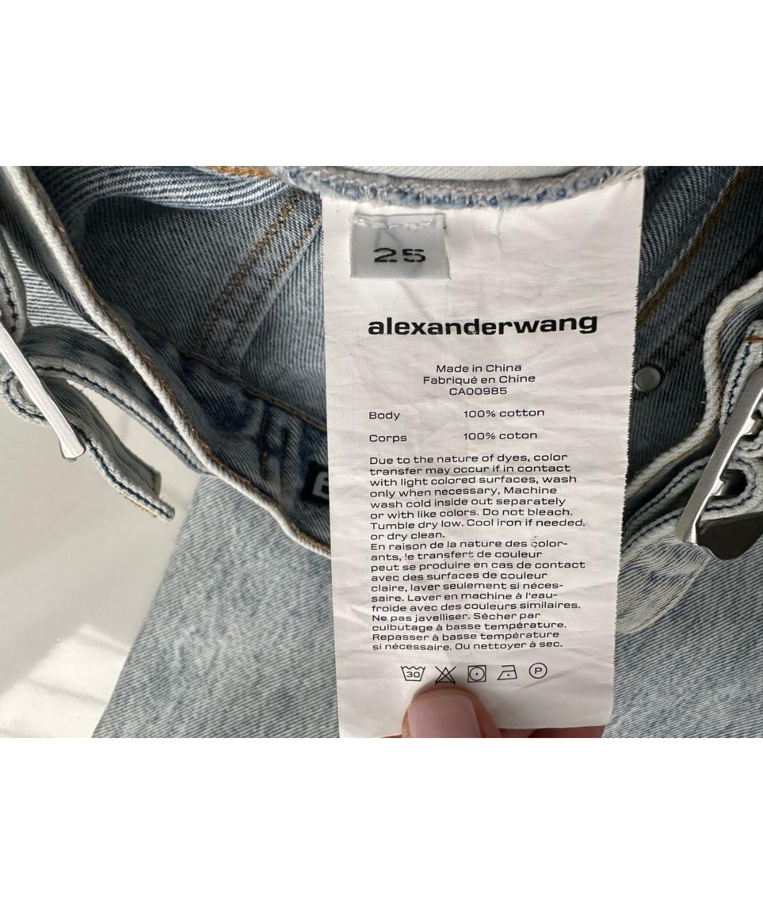 ALEXANDER WANG Голубые хлопковые прямые джинсы, фото 3