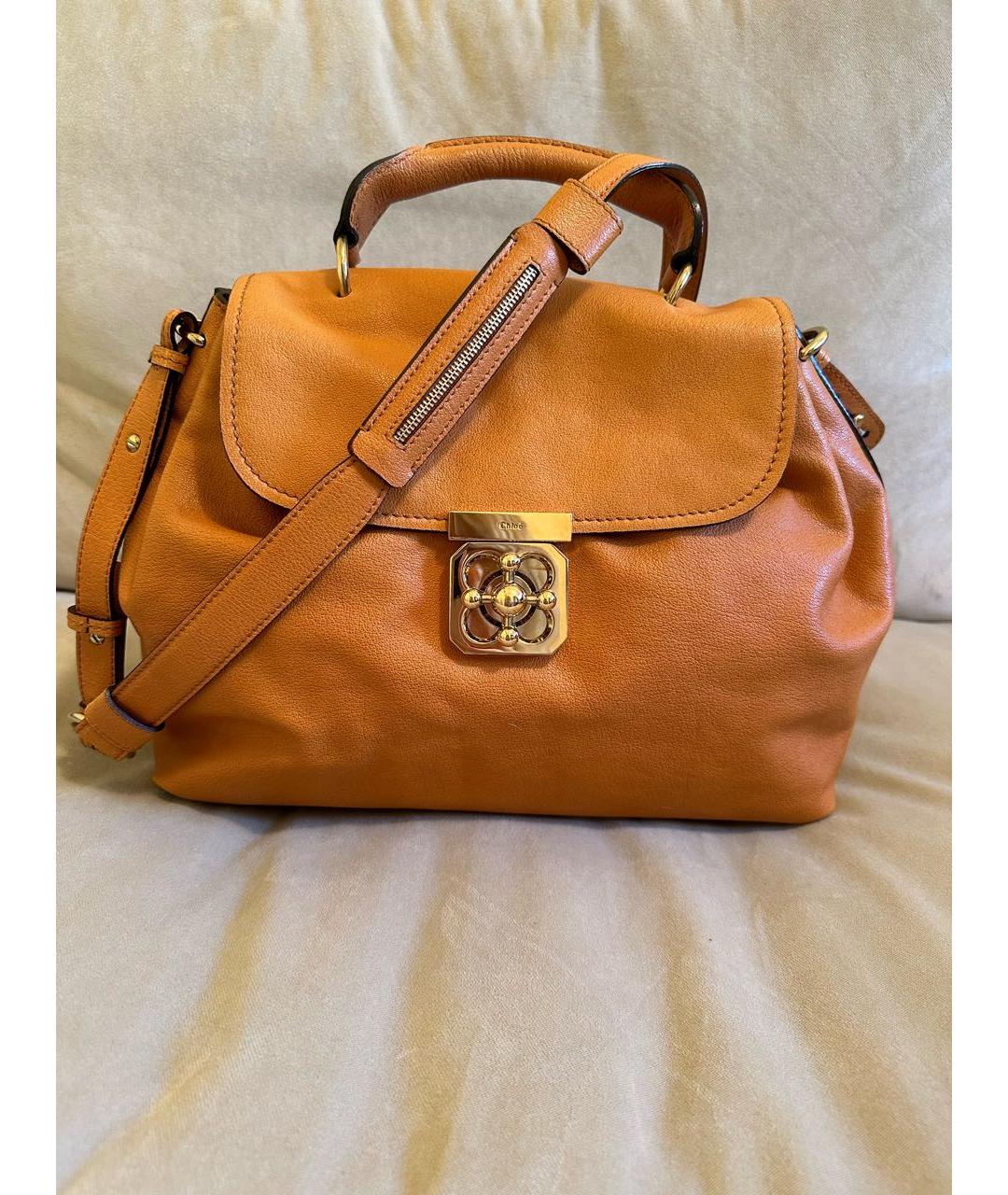 CHLOE Оранжевая кожаная сумка через плечо, фото 8