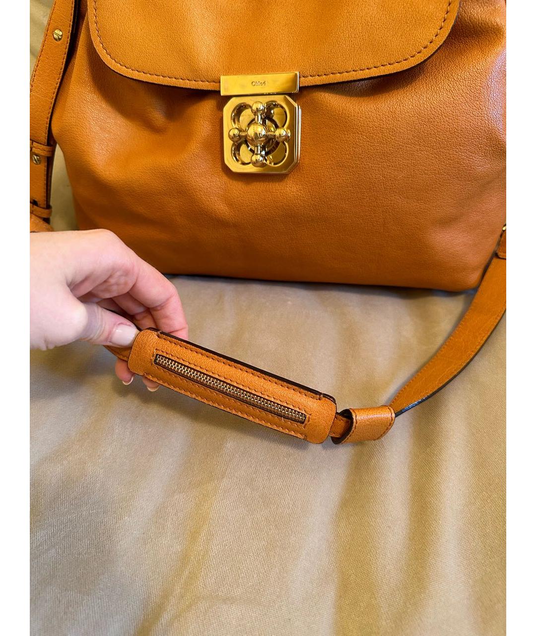 CHLOE Оранжевая кожаная сумка через плечо, фото 7