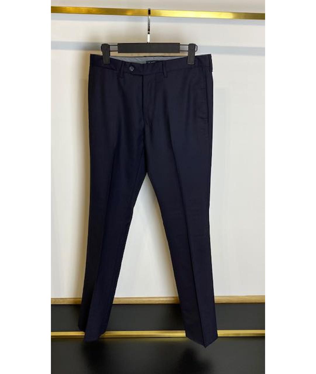 CAVALLI CLASS Темно-синие шерстяные классические брюки, фото 9