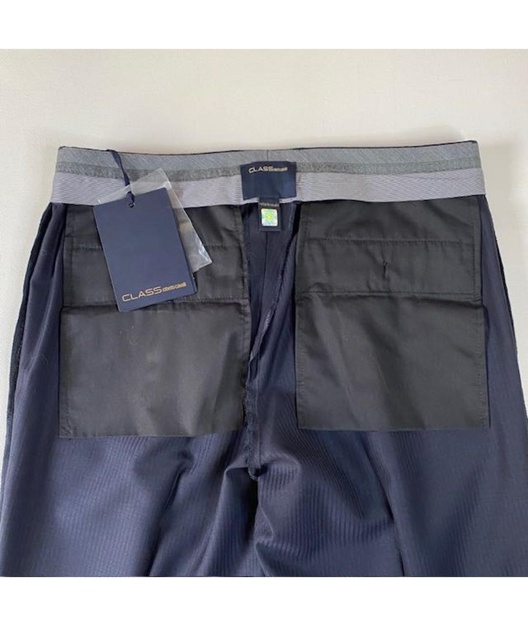 CAVALLI CLASS Темно-синие шерстяные классические брюки, фото 3