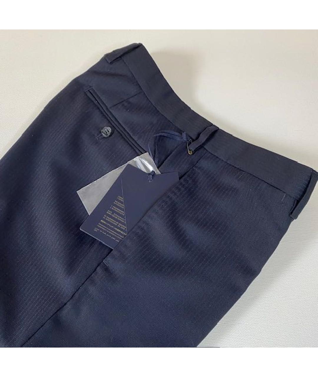 CAVALLI CLASS Темно-синие шерстяные классические брюки, фото 6