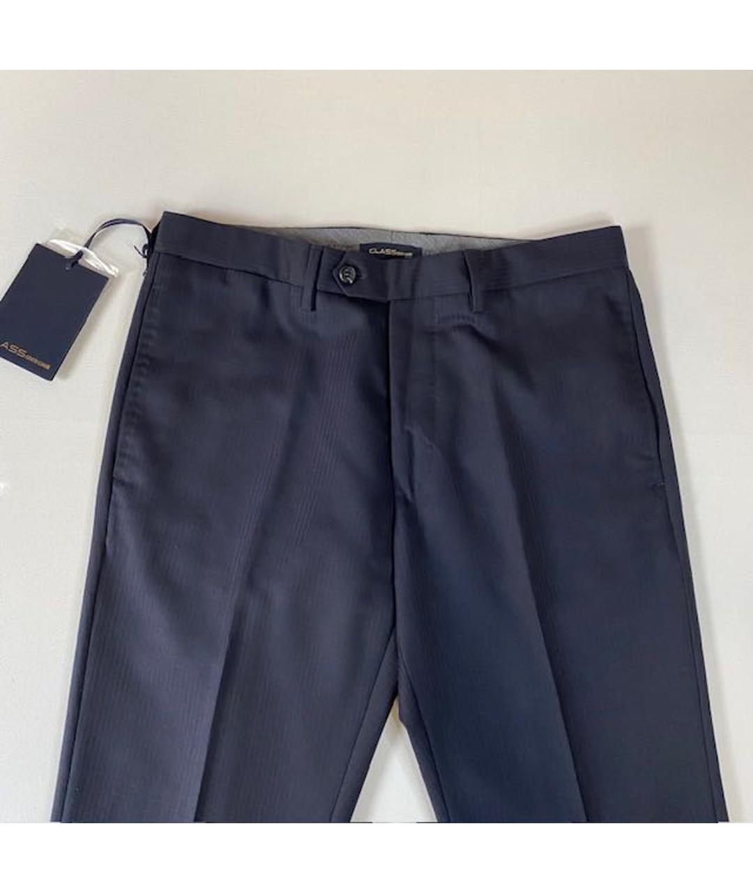CAVALLI CLASS Темно-синие шерстяные классические брюки, фото 7