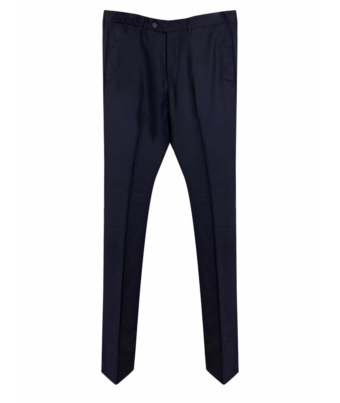 CAVALLI CLASS Темно-синие шерстяные классические брюки, фото 1