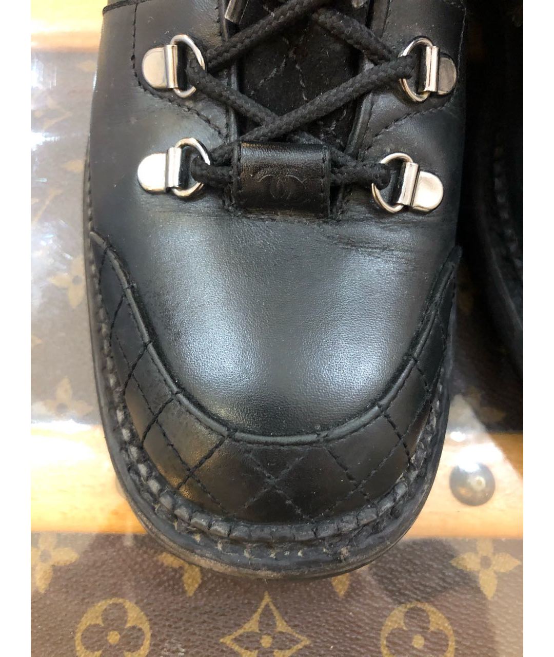 CHANEL PRE-OWNED Черные кожаные высокие кроссовки / кеды, фото 6