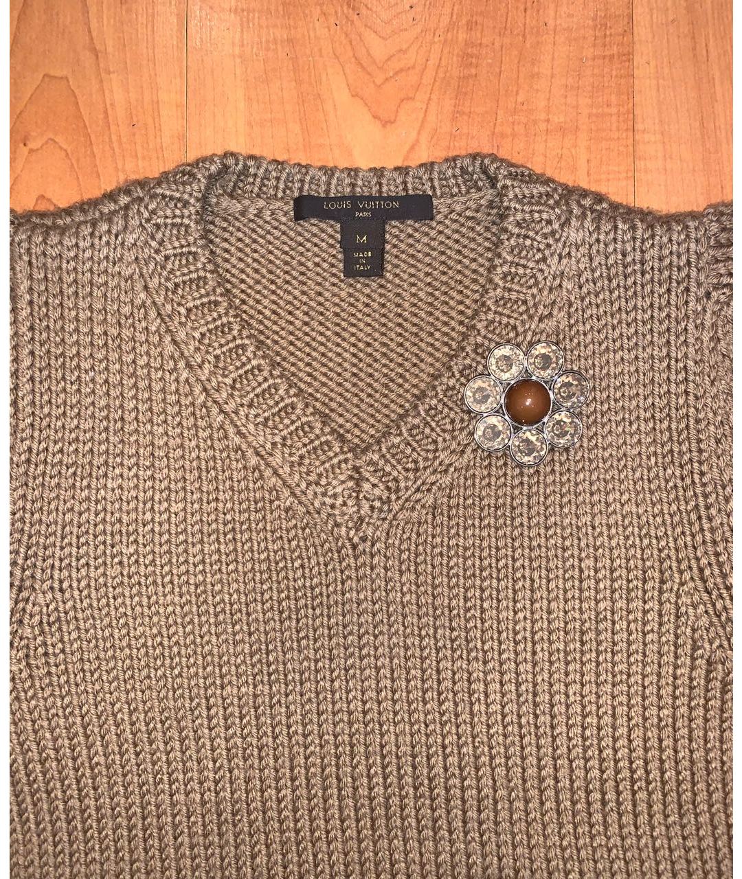 LOUIS VUITTON PRE-OWNED Коричневый шерстяной джемпер / свитер, фото 3