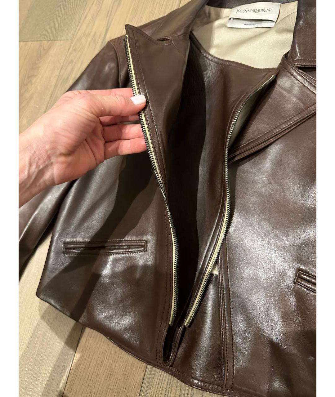YVES SAINT LAURENT VINTAGE Коричневая кожаная куртка, фото 3