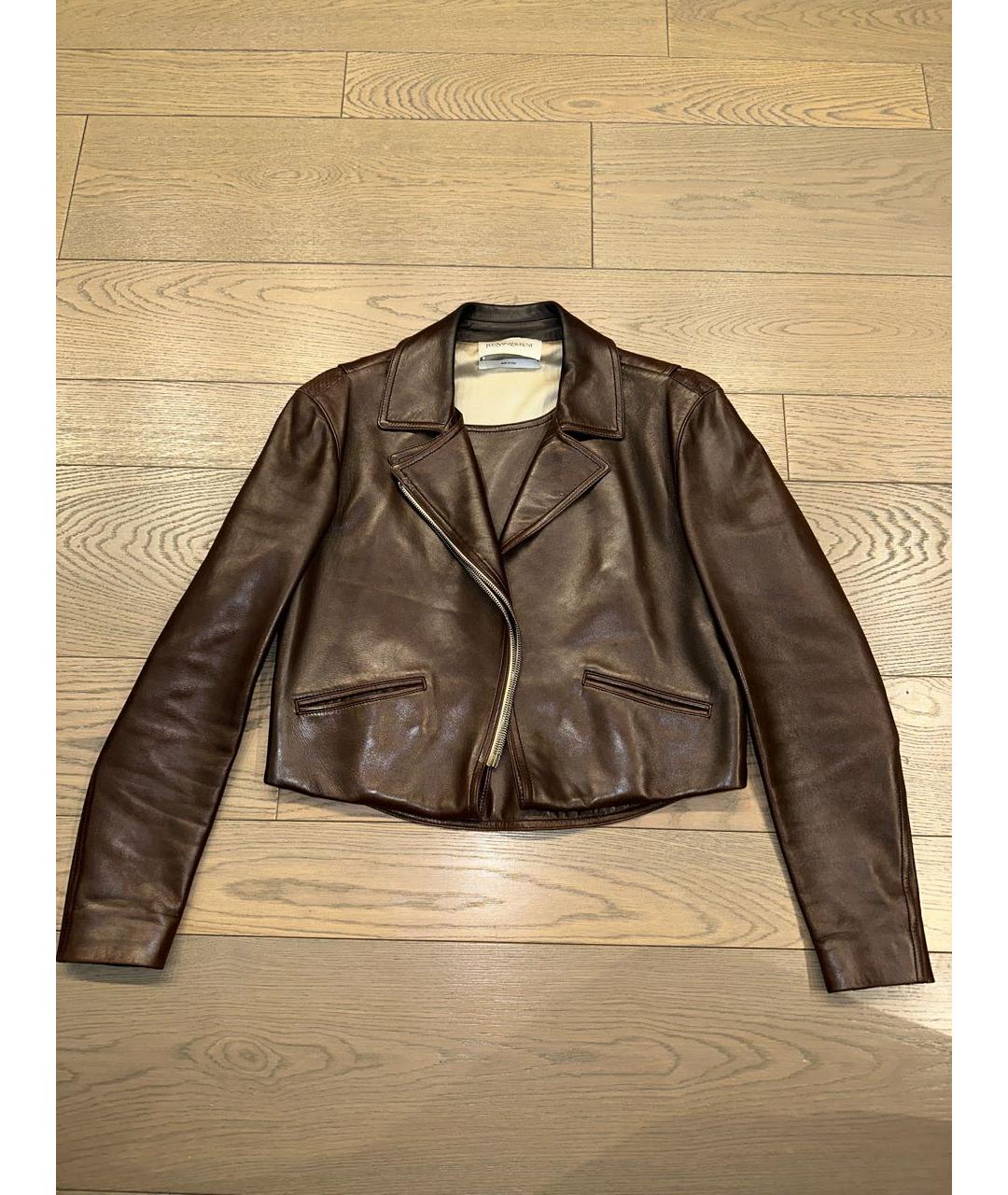 YVES SAINT LAURENT VINTAGE Коричневая кожаная куртка, фото 7