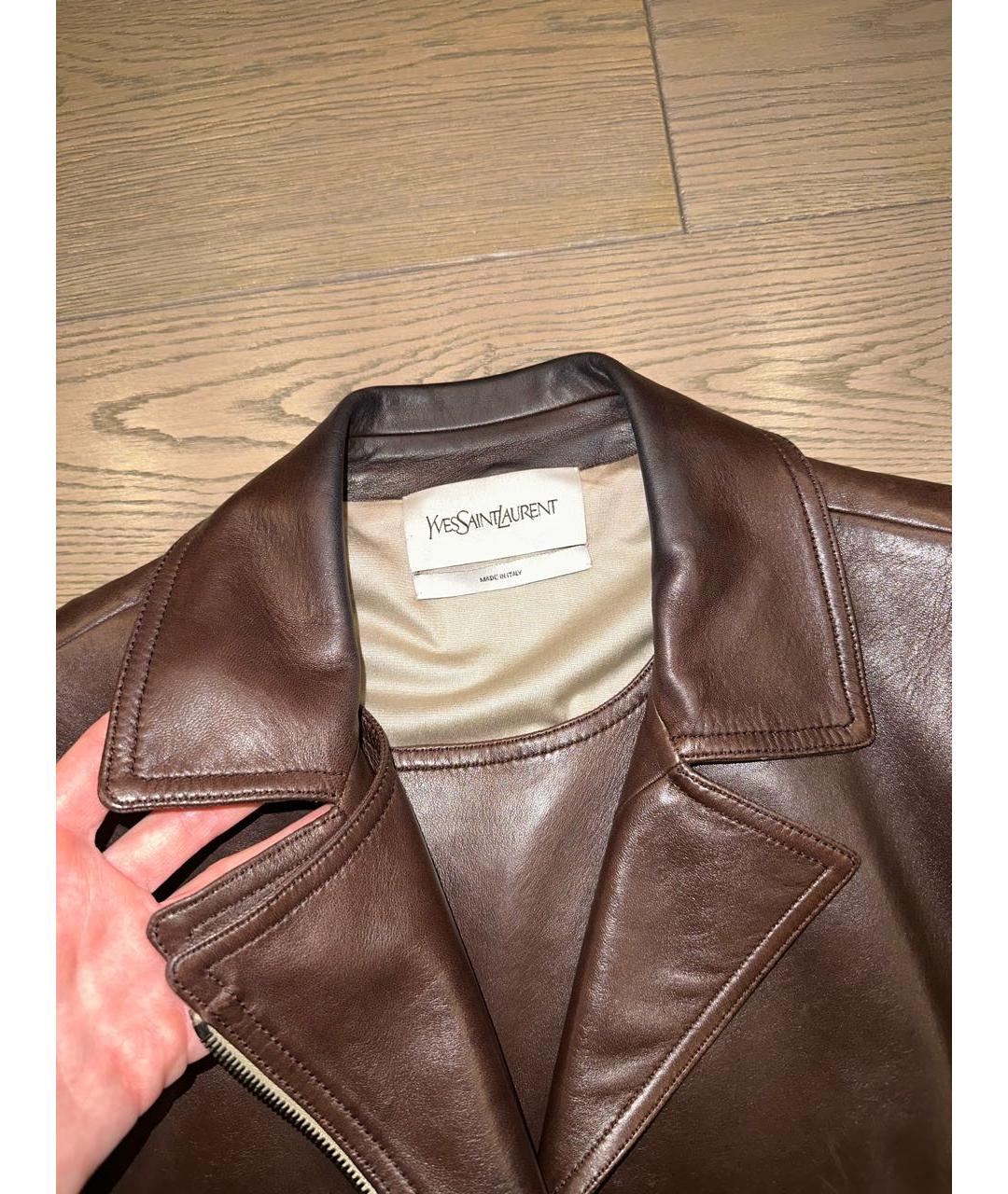 YVES SAINT LAURENT VINTAGE Коричневая кожаная куртка, фото 6