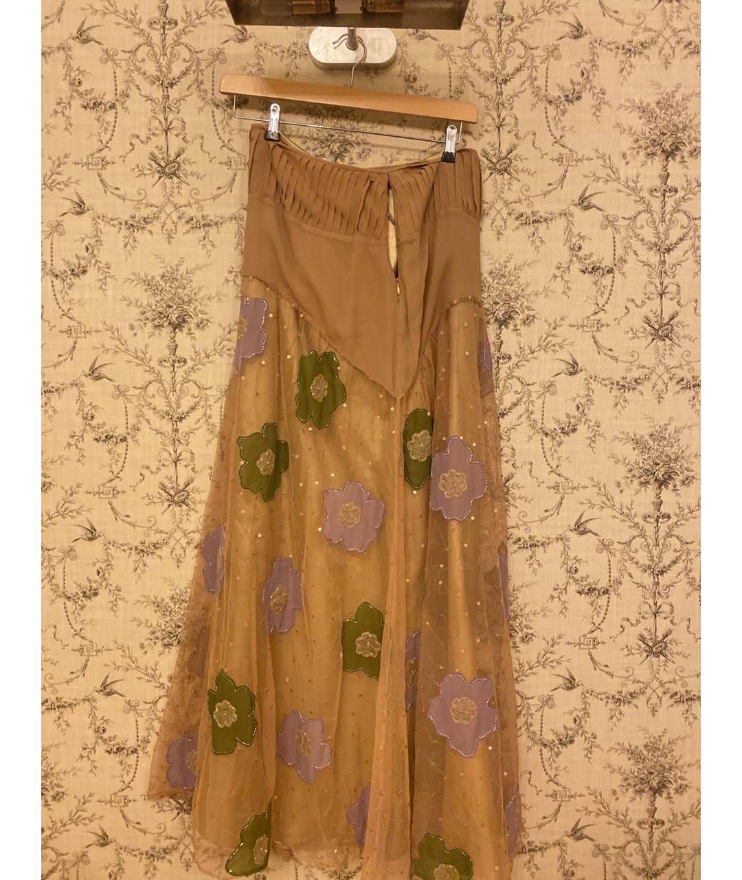 VALENTINO Горчичная синтетическая юбка макси, фото 2