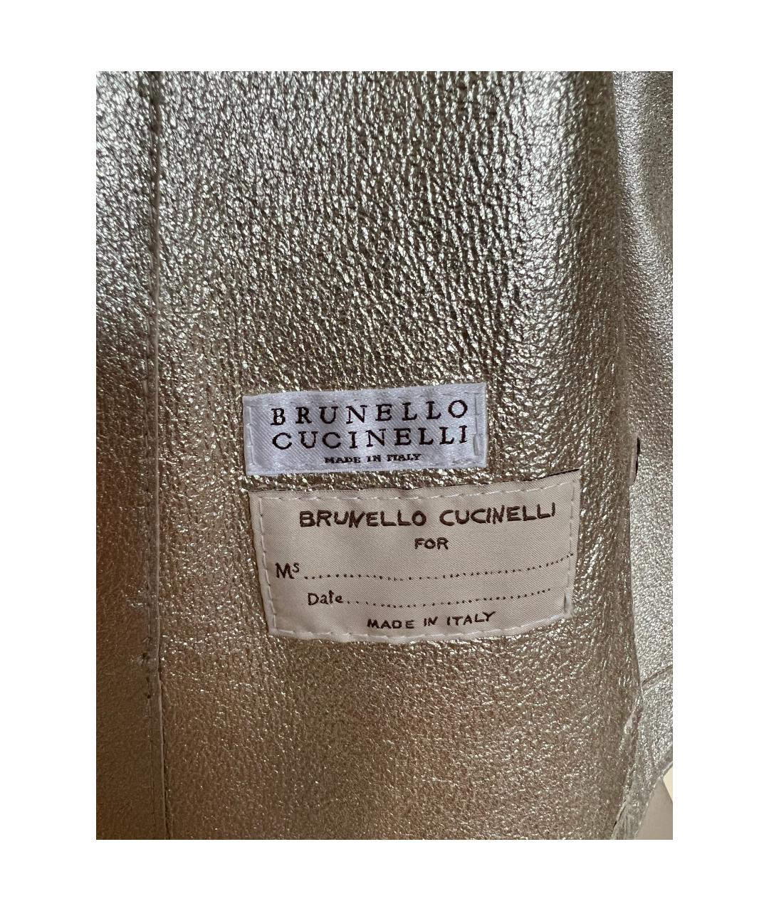BRUNELLO CUCINELLI Бежевая кожаная куртка, фото 3