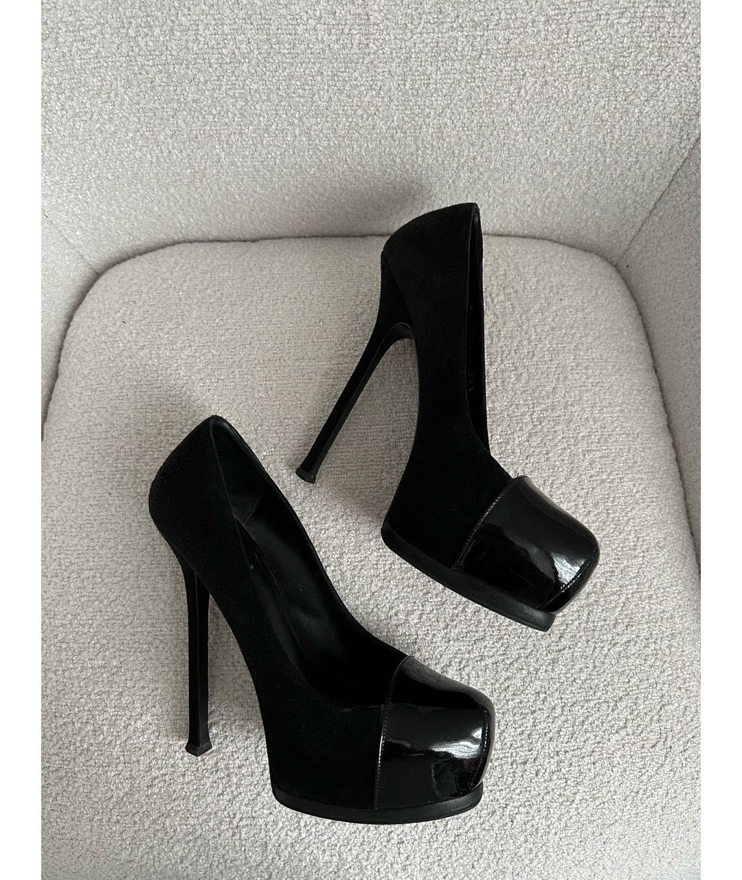 SAINT LAURENT Черные замшевые туфли, фото 7
