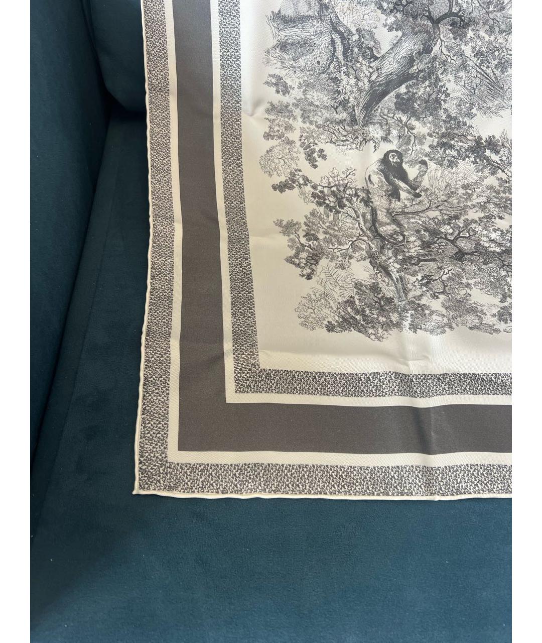 CHRISTIAN DIOR Серый шелковый платок, фото 4