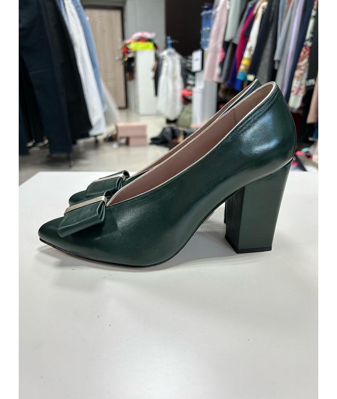 GIAN MARCO LORENZI Зеленые кожаные туфли, фото 4
