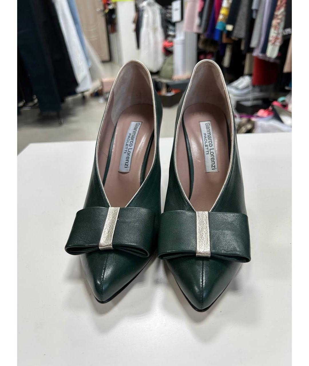 GIAN MARCO LORENZI Зеленые кожаные туфли, фото 2