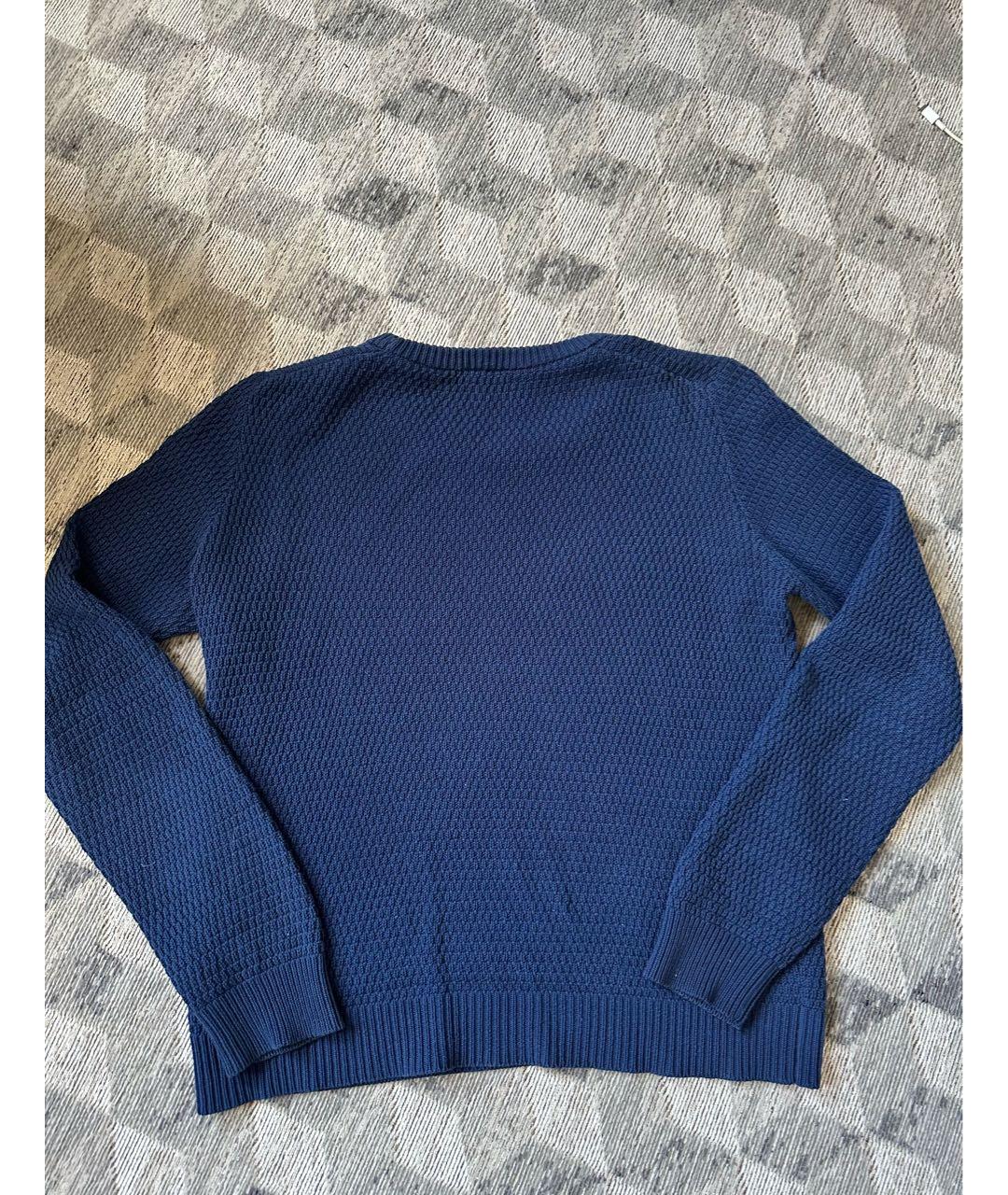 KENZO Темно-синий хлопко-эластановый джемпер / свитер, фото 4