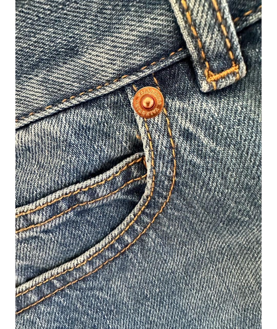 VALENTINO Голубые хлопковые джинсы клеш, фото 4