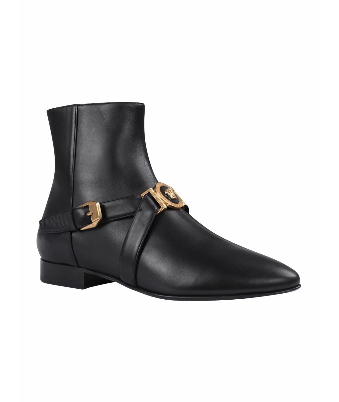VERSACE Черные кожаные ботильоны, фото 1