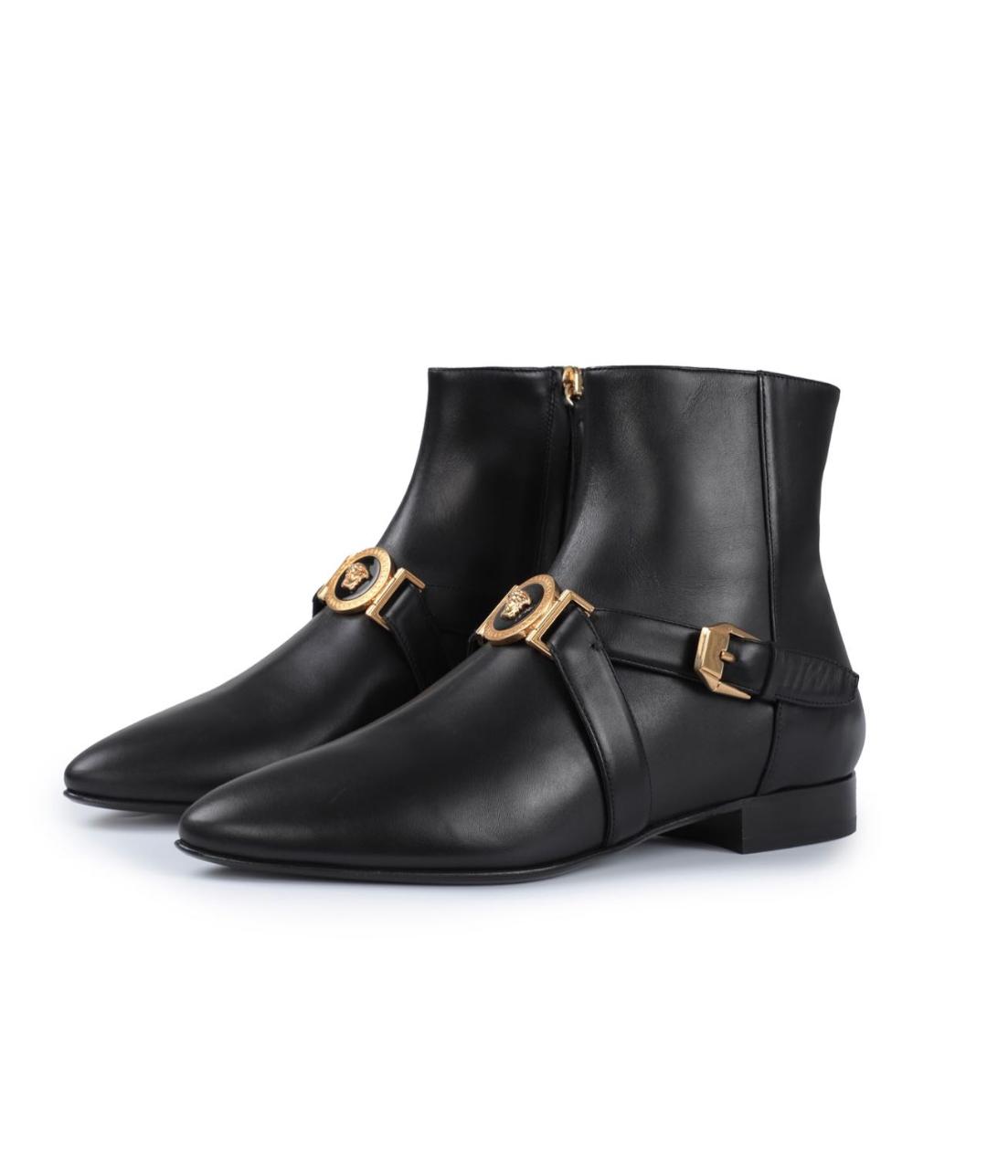 VERSACE Черные кожаные ботильоны, фото 4