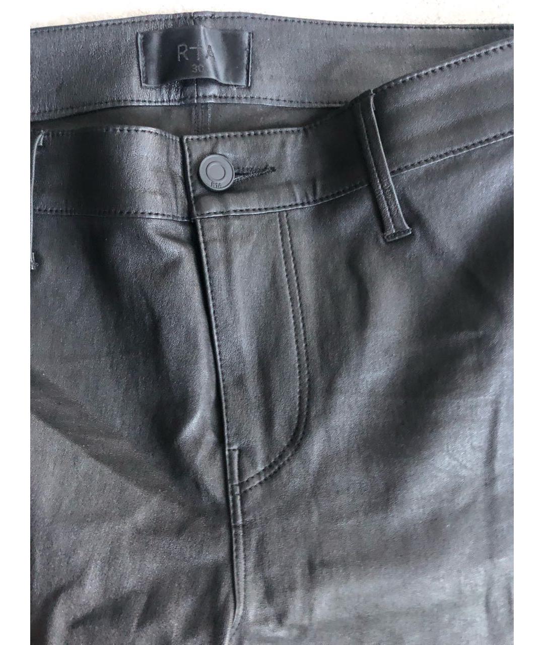 RTA Черные кожаные брюки узкие, фото 3