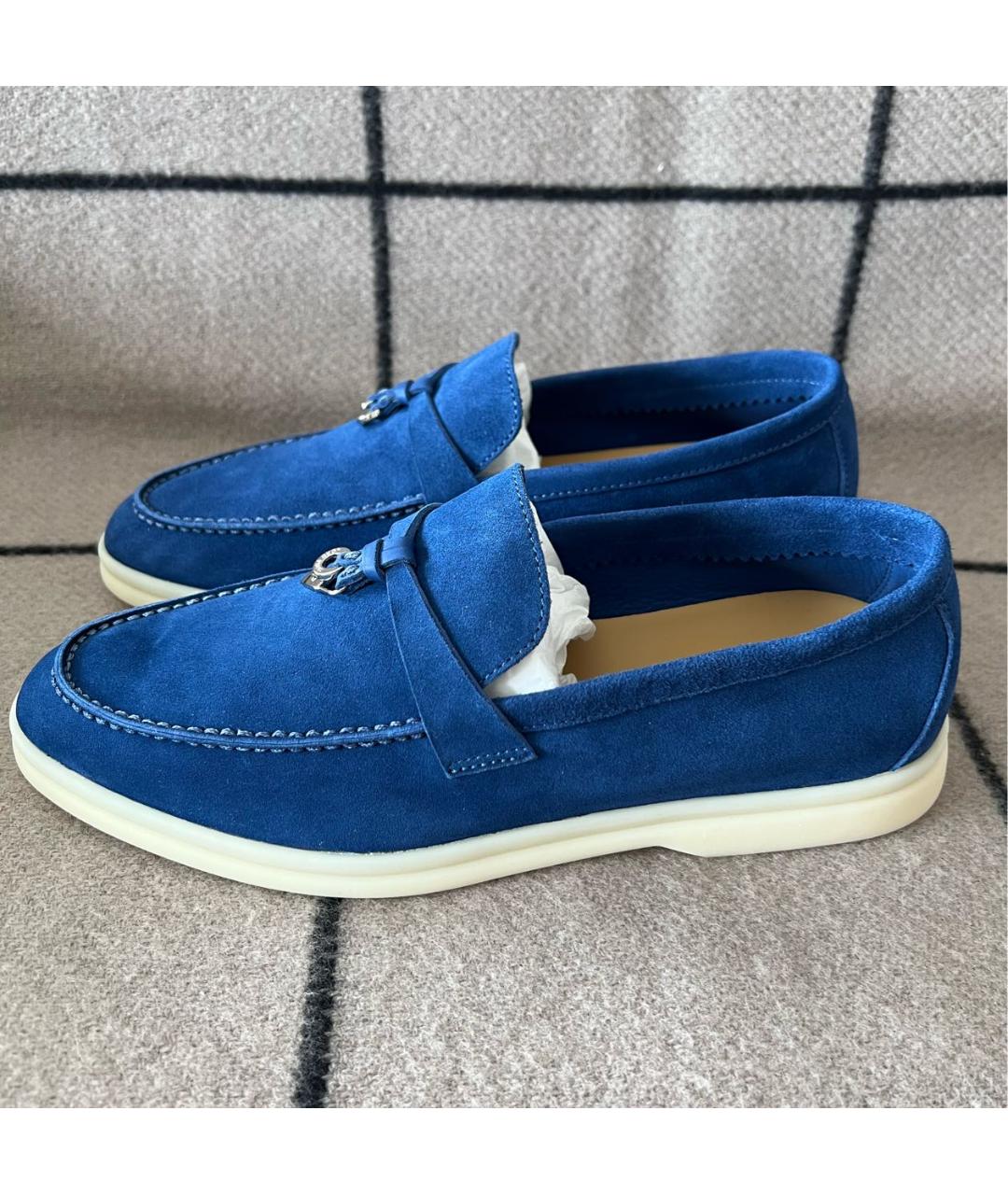 LORO PIANA Синие замшевые лоферы, фото 4