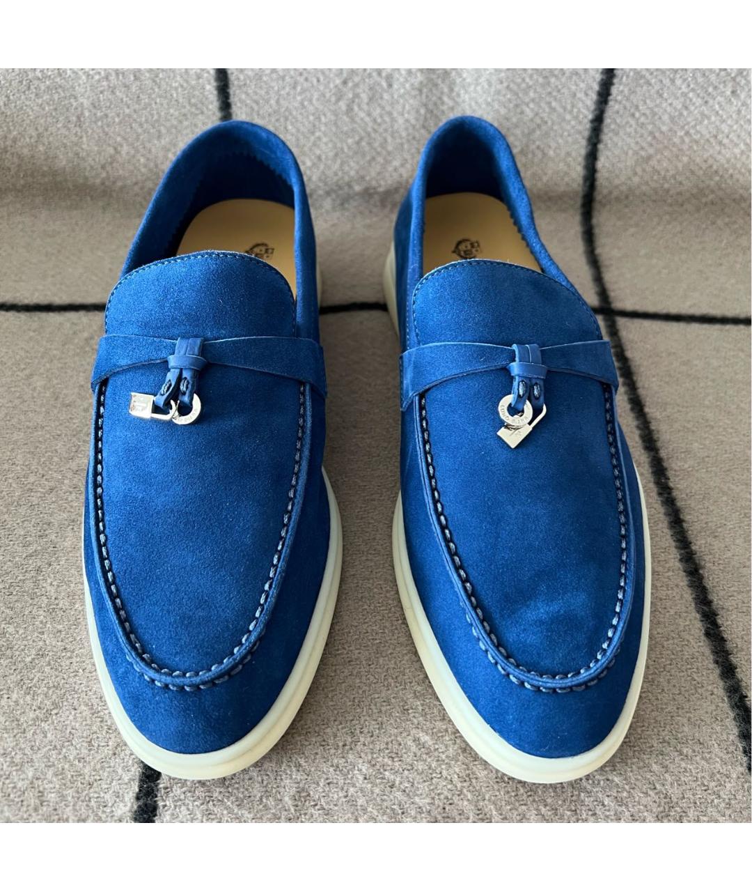 LORO PIANA Синие замшевые лоферы, фото 3