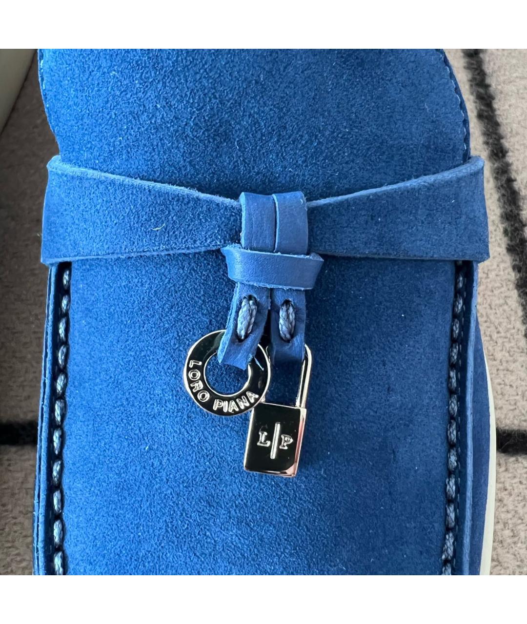 LORO PIANA Синие замшевые лоферы, фото 8