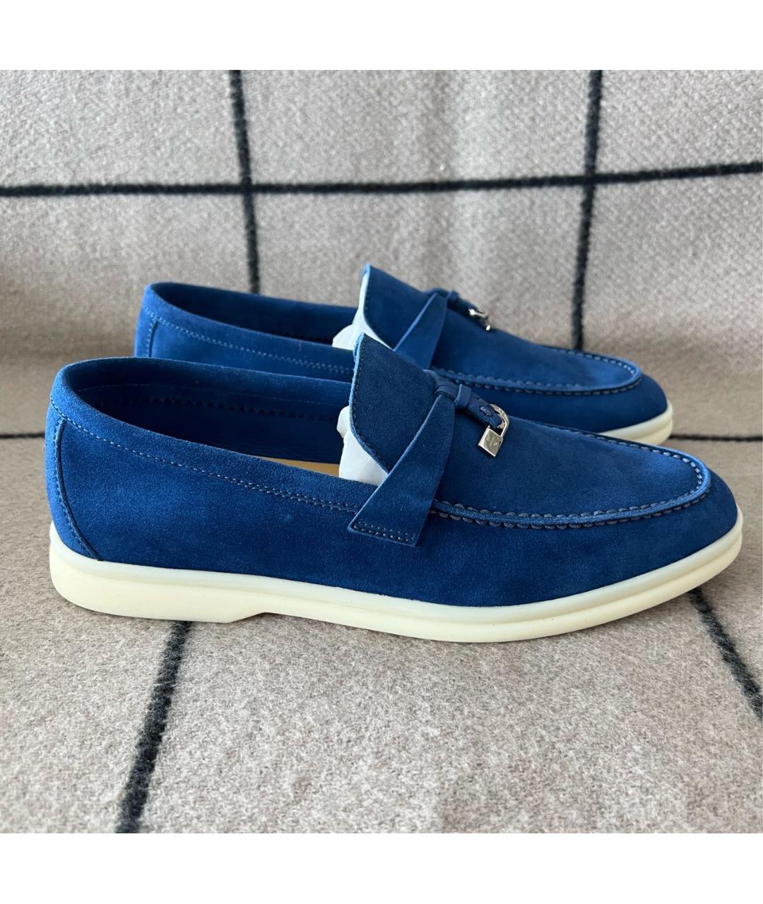 LORO PIANA Синие замшевые лоферы, фото 9