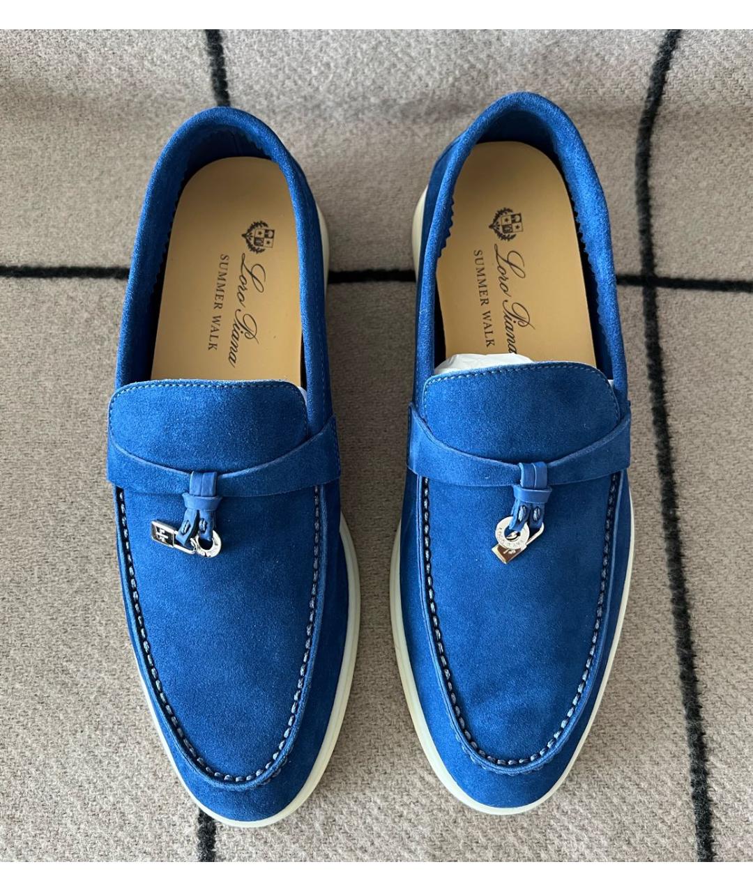 LORO PIANA Синие замшевые лоферы, фото 2