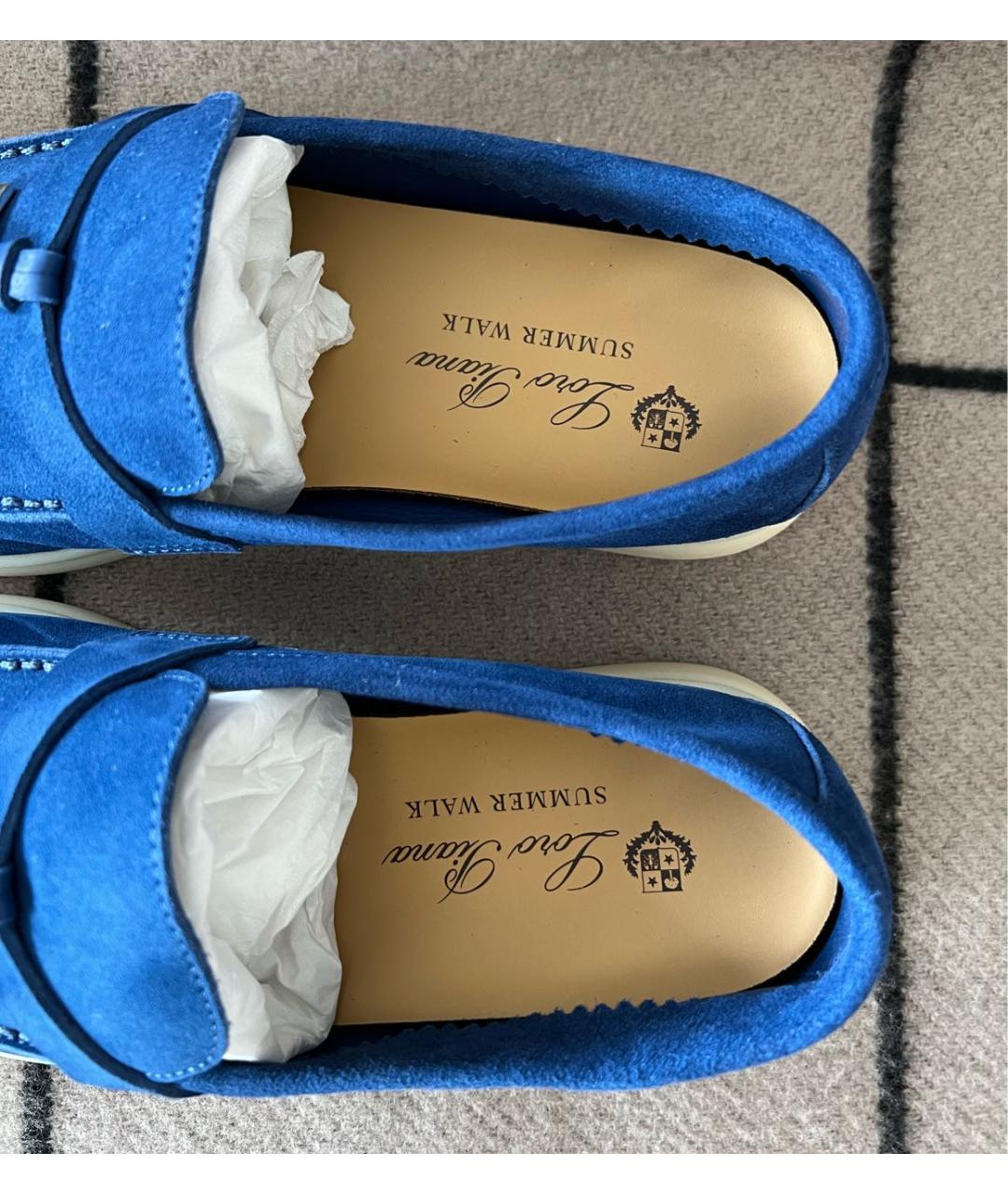 LORO PIANA Синие замшевые лоферы, фото 5