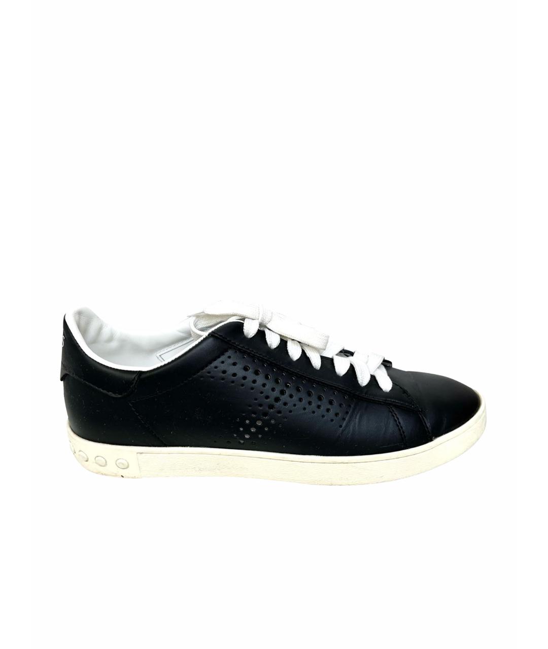 TOD'S Черные кожаные кроссовки, фото 1
