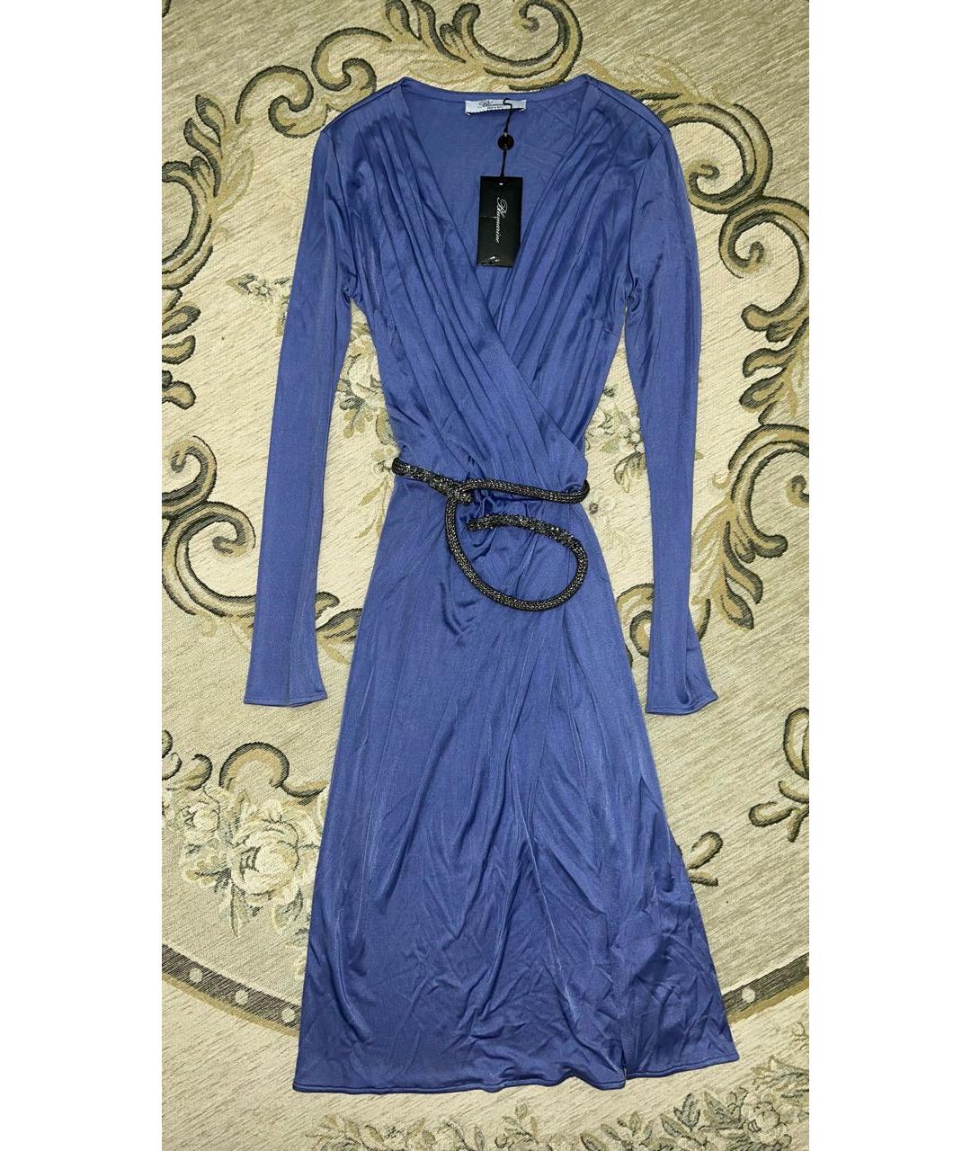 BLUMARINE Фиолетовое ацетатное коктейльное платье, фото 5