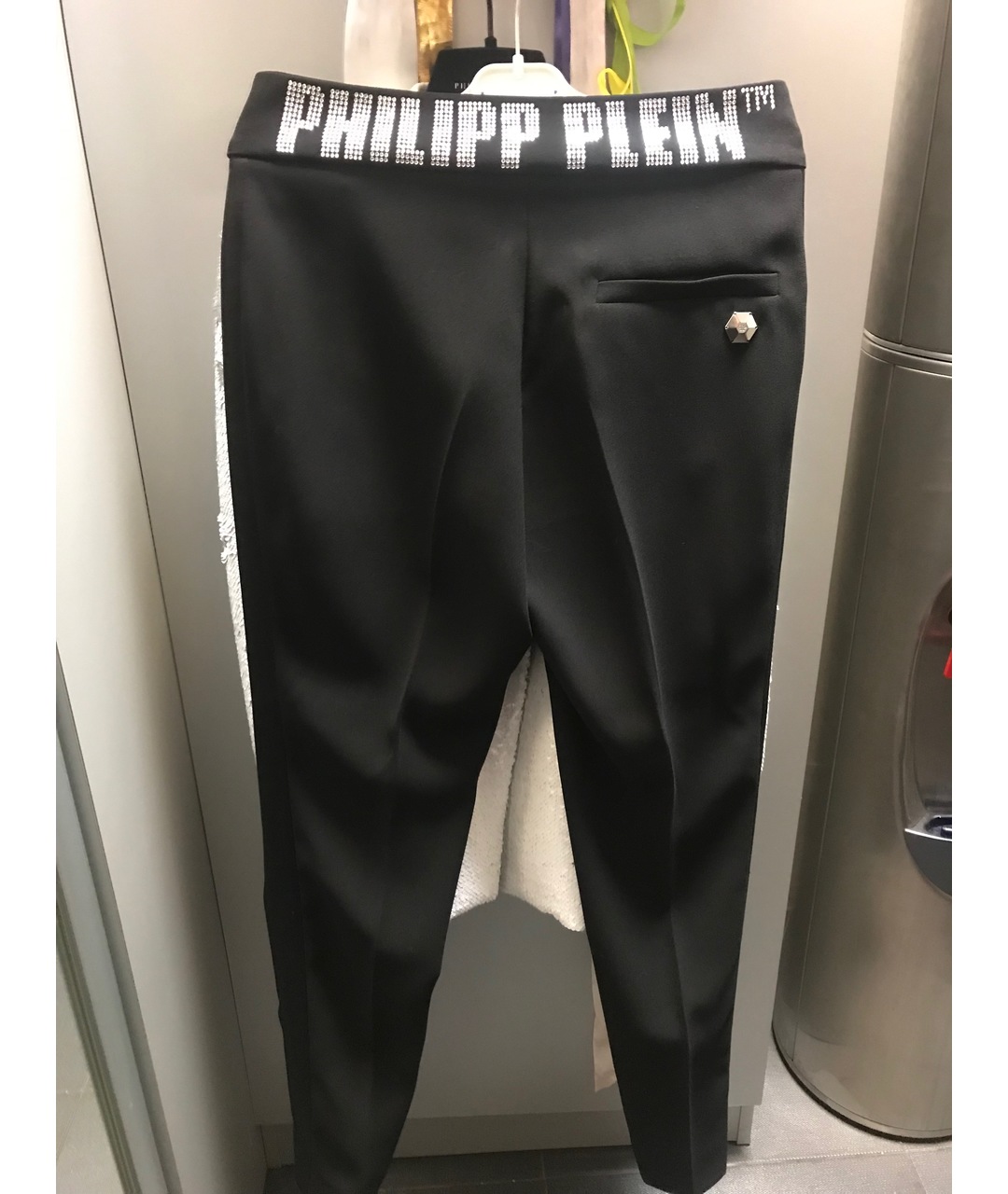 PHILIPP PLEIN Черные вискозные брюки узкие, фото 2