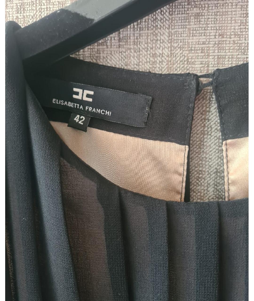 ELISABETTA FRANCHI Черное полиэстеровое коктейльное платье, фото 3